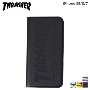 スラッシャー THRASHER iphone SE2 8 7 スマホケース メンズ レディース 手帳型 携帯 アイフォン ブラック ネイビー 黒 ネコポス可｜sneak