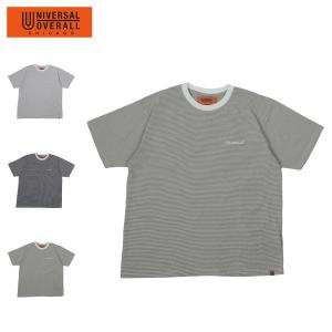 ユニバーサルオーバーオール UNIVERSAL OVERALL Tシャツ 半袖 メンズ ボーダー MICRO BORDER TEE グレー ネイビー オリーブ U2413209-C｜sneak