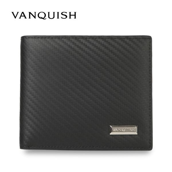 ヴァンキッシュ VANQUISH 二つ折り財布 メンズ 本革 WALLET ブラック 黒 43230
