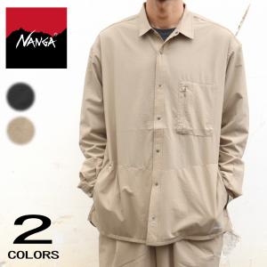 交換送料片道無料 ナンガ NANGA エア クロス コンフィ ロングスリーブ シャツ AIR CLOTH COMFY L/S SHIRT ブラック ベージュ NW2311-1H233｜sneaker-soko