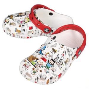 交換送料片道無料 子供 クロックス crocs サンダル ピーナッツ クラシック クロッグ キッズ PEANUTS CLASSIC CLOG KIDS ホワイト/マルチ 208630-94S｜sneaker-soko