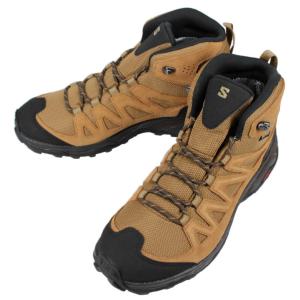 交換送料片道無料 サロモン salomon ハイキングブーツ X WARD LEATHER MID GORE-TEX カンガルー/ブラック/ダルゴールド 471818｜sneaker-soko