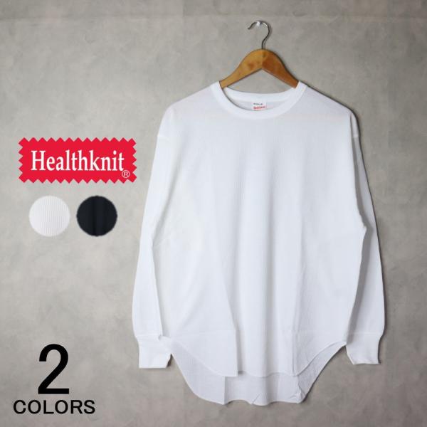 ヘルスニット Healthknit ウェア ベーシック ワッフル ヘム ラウンド クルーネック  オ...