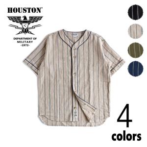 交換送料片道無料 ヒューストン HOUSTON コットン リネン ストライプ ベースボール シャツ COTTON LINEN STRIPE BB SHIRT 41008｜えびす屋 すにーかー倉庫