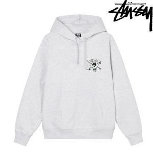 STUSSY SURF SKATE SKULL HOODIE ASH HEATHER GREY ステューシー サーフ スケート スカル フーディ パーカー アッシュ ヘザー グレー プルオーバー スウェット｜sneeze