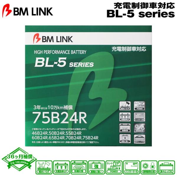 BM LINK BL-5シリーズ 75B24R 充電制御車対応バッテリー ビーエムリンク