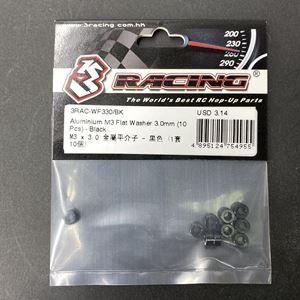 M3×3.0mm アルミワッシャー(10Pcs) ブラック 3RAC-WF330／BK RCパーツ ...