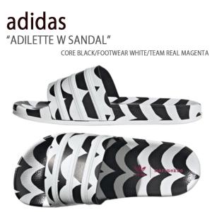 adidas アディダス レディース サンダル ADILETTE W MARIMEKKO アディレッタ ウィメンズ マリメッコ GW7536 BLACK WHITE ブラック ホワイト マゼンタ 女性用