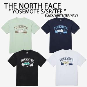 THE NORTH FACE ノースフェイス Tシャツ YOSEMITE S/S R/TEE ヨセミテパーク ロゴ デザイン BLACK WHITE TEA NAVY 半袖 ルーズフィット ゆったり NT7UP12J/K/M/L｜snkrs-aclo