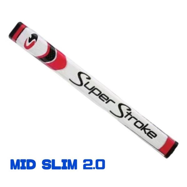 レッド/ホワイト スーパーストローク Mid Slim 2.0 ゴルフパターグリップ USモデル S...