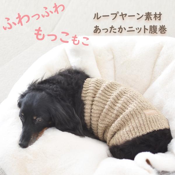 ぬくぬく ダックス 犬服 腹巻き  ブークレ調モールニット ハイネックニットとお揃い 防寒 snow...