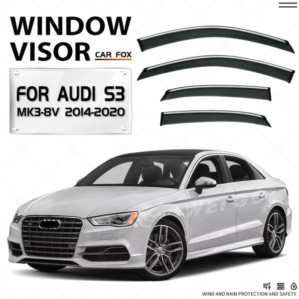アウディ S3セダン 8V ウィンドウバイザー日焼け止め 換気 防雨 車用 ベゼル ヴェゼル 専用設...