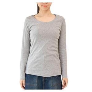 4L 長袖 グレー コットン フライス Tシャツ 無地 大きいサイズ ゆったり 綿100 レディー