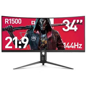 HKC 34インチ WQHD広色域 144Hz 1MS 回転リフト 21：9 曲面スクリーン ゲーミングモニター TG34C3U