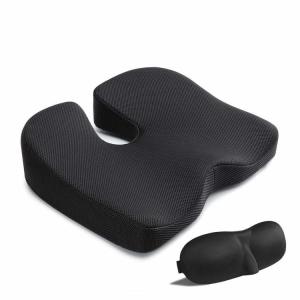 低反発クッション アイマスク付 アイピロー 座布団 椅子 Mkicesky オフィス 車用 自宅用 腰楽 腰痛 姿勢 リモートワーク テレワーク ドライブ 座ぶとん