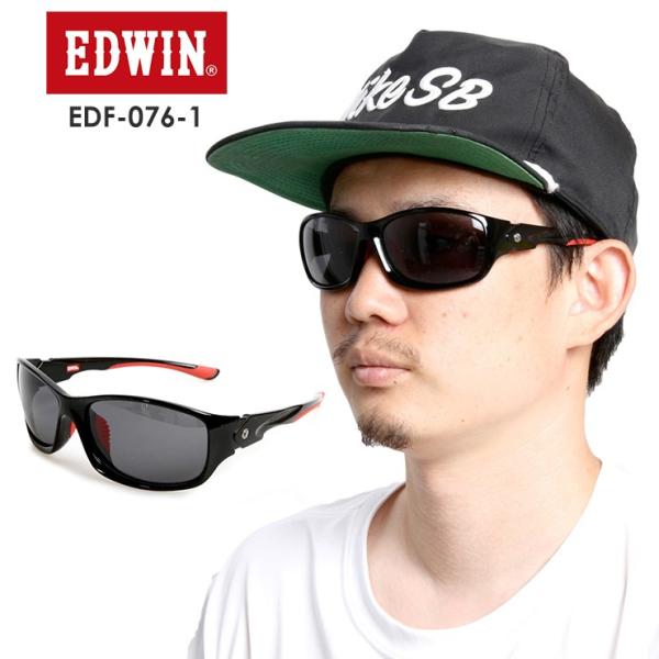 EDWIN エドウィン 偏光プラサングラス EDF-076-1 【BLACK/RED】 SMOKE ...
