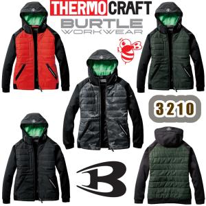 XXL 3210 防風フーディジャケット BURTLE 防寒着 作業服 バートル THERMOCRAFT ユニセックス ストレッチ 撥水 防水 保温 サーモクラフト電熱パッド対応｜snup-wk