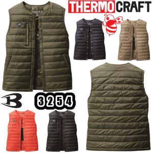 S-XL 3254 ダウンベスト BURTLE 防寒着 作業服 バートル THERMOCRAFT ユニセックス 撥水 軽量 耐久性 保温 インナーベスト サーモクラフト 電熱パッド対応｜snup-wk