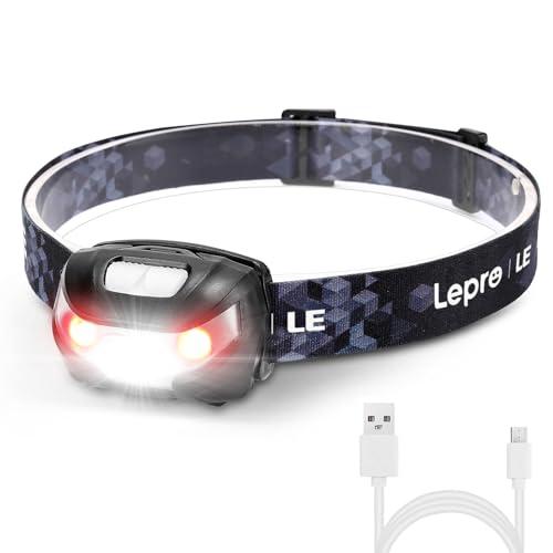 Lepro ヘッドライト 充電式 ledヘッドライト 釣り 登山 USB充電 白＆赤 ledライト ...
