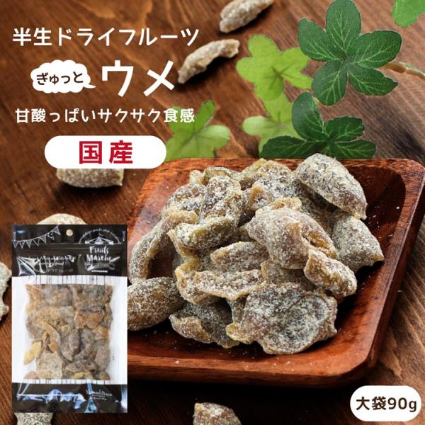 ドライフルーツ 国産 梅 大袋 90g 送料無料 うめ ウメ ドライ梅 白加賀梅 甘酸っぱい メール...