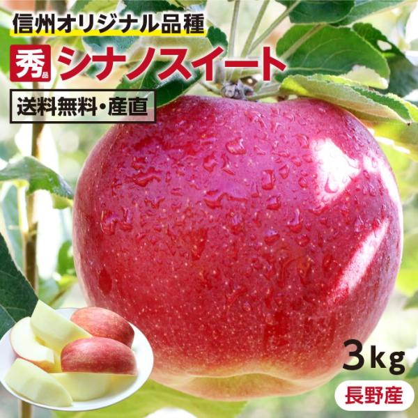 りんご シナノスイート 3kg 秀品 送料無料 長野県産 葉とらずリンゴ -Y10Ｇ 旬の果物 フル...