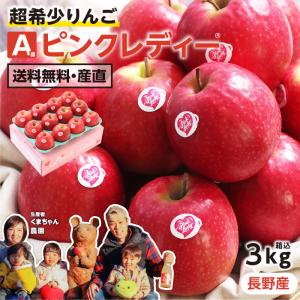 長野県産 りんご 3kg ピンクレディー A品 産地直送 酸っぱいりんご 信州 旬の果物 ギフト 減農薬栽培 樹上完熟 送料無料 くまちゃん農園 -S01T 超PayPay祭
