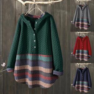 フード付き コート レディース パーカー トップス 長袖 プリントエスニック お洒落 プルオーバー アウター ショート丈 コート ジャケット