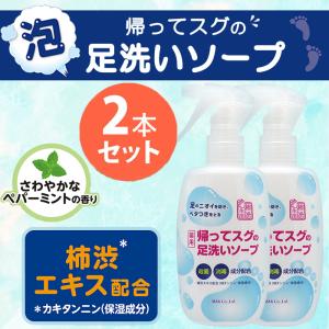 足 ニオイ 臭い 対策 予防 薬用 フット ソープ 足用 せっけん 体臭 手洗い 泡 スプレー まとめ 医薬部外品 | 薬用柿渋帰ってスグの足洗いソープ 250mL 2本セット