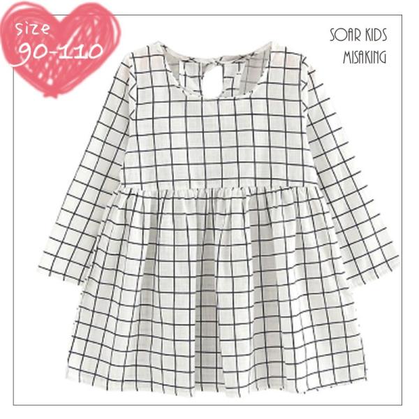 アウトレット 送料無料  ラインホワイトワンピース 海外子供服 女の子　キッズ ベビー 春秋冬