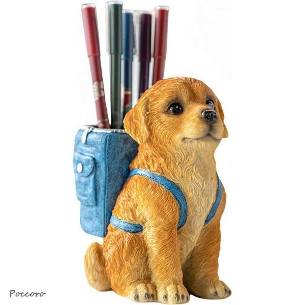 ペンスタンド ゴールデンレトリバー バックパック ペンシル 鉛筆 動物 ペン立て 鉛筆たて 筆箱 ク...