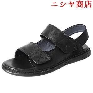 革サンダル ビーチサンダル メンズ ビジネス サンダル 夏用 ベルクロ ストラップ レザー コンフォート 涼しい 通気 運動 散歩 レジャー ウェア 履物