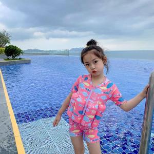 キッズ スクール水着 女子 中学生 水着 女の子 浮力スイムウェア セパレート フィットネス 体型カバー 90 100 110 120 cm スクール