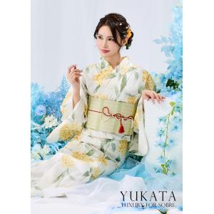 ナチュラル紫陽花柄浴衣5点セット 作り帯 下駄...の詳細画像2
