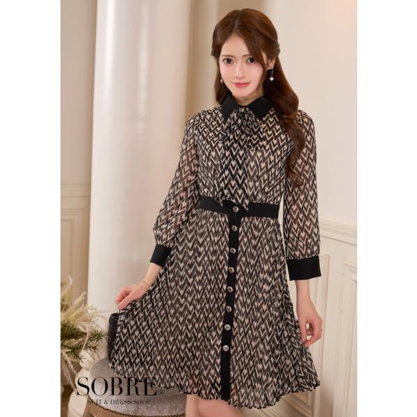 パーティードレス キャバドレス ナイトドレス 結婚式 キャバクラ 大きいサイズ ボウタイ襟付きプリー...