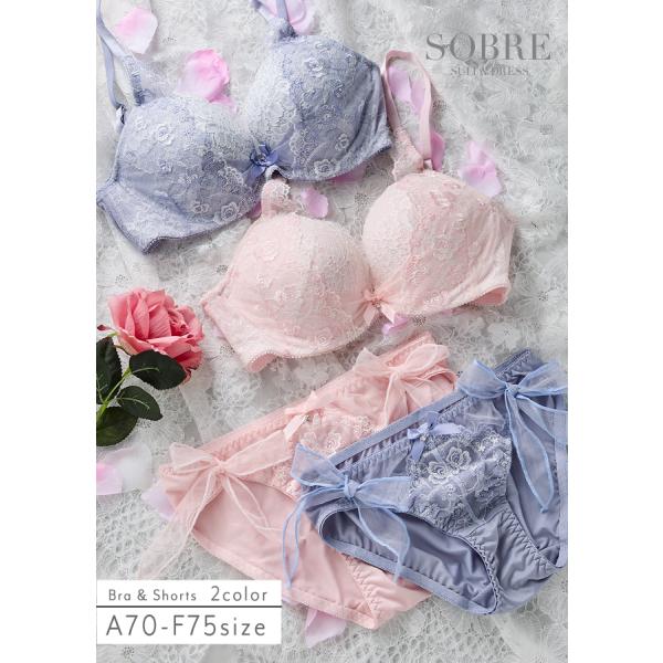 脇高サイドリフト風リュバンブラ＆ショーツセット 下着 レディース セット 女性 ブラショーツ ブラ＆...