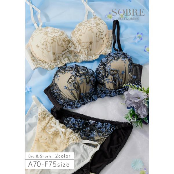 脇高クラシカル刺繍ブラ＆ショーツセット 下着 レディース セット 女性 ブラショーツ ブラ＆ショーツ...