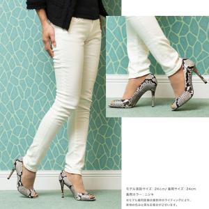 本革シンプル美脚ラインオープントゥ 9cmヒー...の詳細画像2