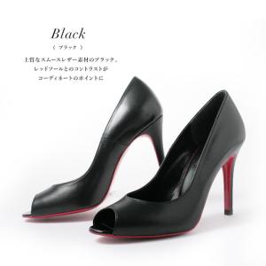 本革シンプル美脚ラインオープントゥ 9cmヒー...の詳細画像5