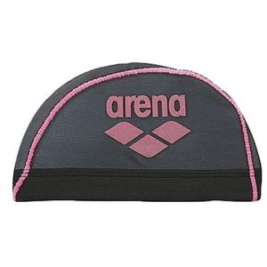 arena(アリーナ) スイムキャップ 帽子 浅メッシュキャップ ARN6414 ブラック×ピンク 水泳 プール｜sobuesports