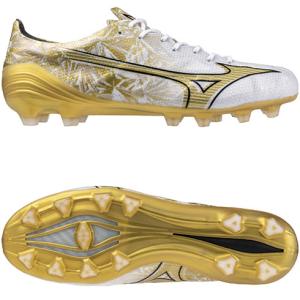 ミズノ (Mizuno) サッカースパイク ミズノアルファ ELITE ホワイト×ゴールド×ブラック 2E 天然芝/土/人工芝のグランド用 P1GA2462-50｜sobuesports