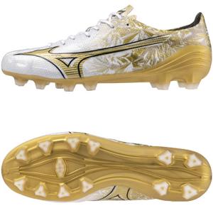 ミズノ (Mizuno) サッカースパイク ミズノアルファ PRO ホワイト×ゴールド×ブラック 2E 天然芝/土/人工芝のグランド用 P1GA2464-50｜sobuesports