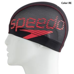 speedo (スピード) 水泳 スイムキャップ ビッグスタックメッシュキャップ ブラック レッド 公式大会使用不可 SD98C73-RE｜sobuesports