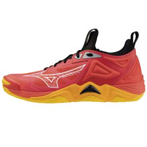 限定カラー mizuno ミズノ バレーボールシューズ WAVE MOMENTUM3 ウエーブモーメンタム3 V1GA231204 レッド×オレンジ ローカット 24SS｜sobuesports