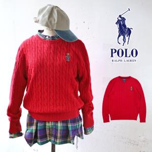 ポロ ラルフローレン ボーイズ レディース ニット セーター POLO Ralph Lauren BOYS クルーネック コットン プルオーバー PARK AVE RED GIFT BEAR｜socalworks