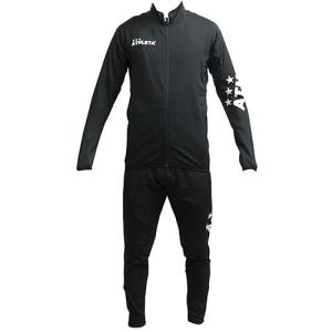 アスレタ　ATHLETA　定番チーム対応　ジャージ　ジャケット　ロングパンツ　上下セット　サッカー　フットサル　ブラック×ブラック　18003 70 18004 70｜soccershop-players