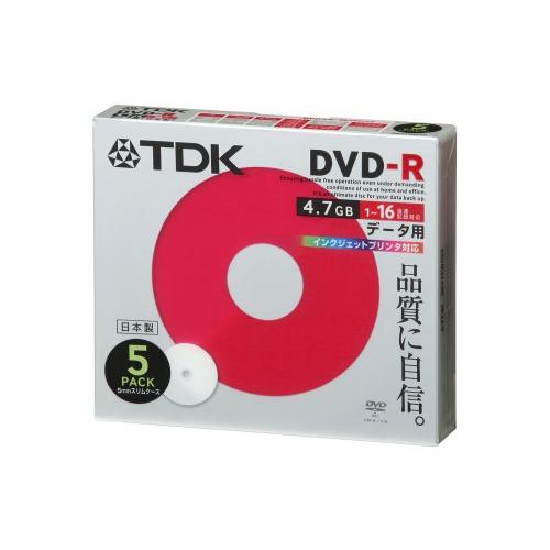 TDK 日本製 DVD-R 16倍速 インクジェットプリンタ対応ホワイト 5mmケース入り 5枚 D...