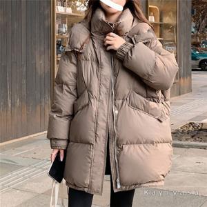 ダウンジャケット ダウンコート レディース ミドル丈 厚手 フード付き 防寒服 ゆったり 体型カバー ダウン90％ カジュアル服  オシャレ 暖かい