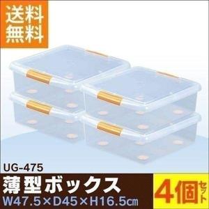 衣装ケース プラスチック UG-475 4個セット ベッド下 隙間収納 すき間 クリア 薄型 収納ケース 収納ボックス 新生活応援 衣替え アイリスオーヤマ