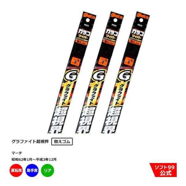 ソフト９９ ニッサン マーチ （昭和62年1月〜平成3年12月）ガラコワイパーグラファイト 替えゴム...