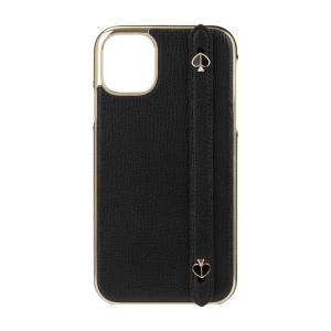 Kate Spade iPhone11 INLAY WRAP WITH STAP WITH SPADES black crumbs｜softbank-selection